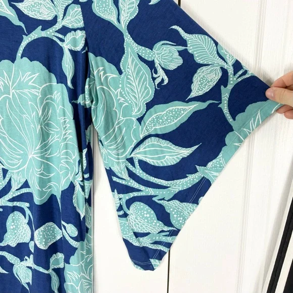 Belle Kim Gravel Blouse XL Flared Sleeve Floral VNeck Boho Indie Coastal Grandma - Picture 3 of 8